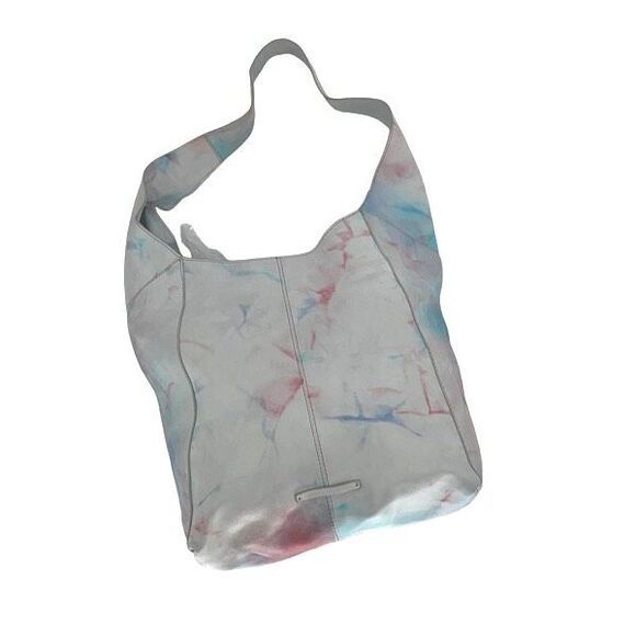Lucky Brand Womens Leather Tie Dye Purse Tote Shoulder Bag White Pink Large NWOT - Picture 3 of 9